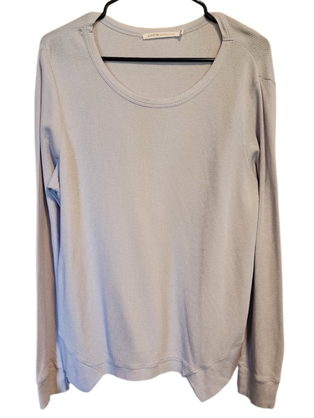 Yummie by Heather Thomson Light Blue Waffle Knit Long Sleeve Top XL - Picture 2 of 8